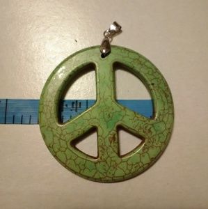 Green Peace Sign Pendant Emblem for Necklace